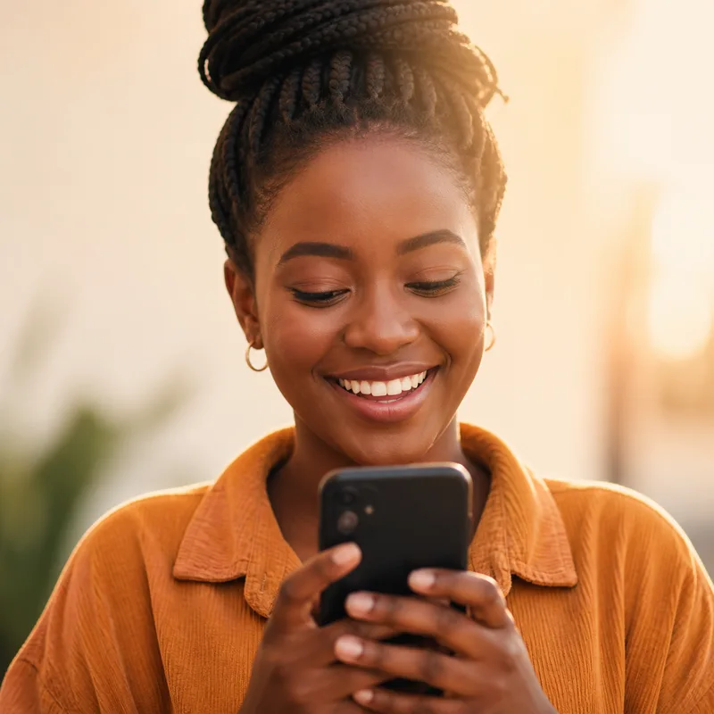 A contemporary African woman in warm light.